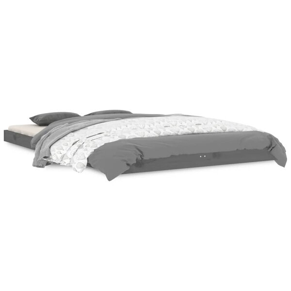vidaXL Cadre de lit sans matelas gris 120x190 cm bois de pin massif