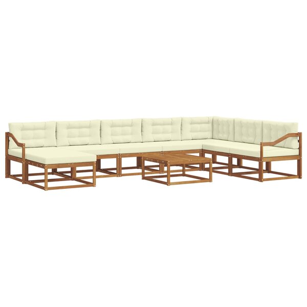 vidaXL Ensemble de canapés d'extérieur 9 Pièces Naturel et Crème