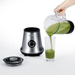 SEVERIN SM3734 Blender, récipient en verre d'1L amovible, 2 vitesses + fonction pulse, 22 000 tours/min, range câble, inox / Noir