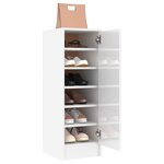 vidaXL Armoire à chaussures Blanc brillant 32x35x92 cm Aggloméré