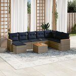 vidaXL Salon de jardin 9 Pièces avec coussins gris résine tressée