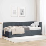 vidaXL Cadre de lit d'angle Gris foncé 80 x 200 cm Velours