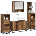 vidaXL Ensemble de mobilier de salle de bain 4 Pièces Bois Ancien