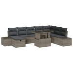 vidaXL Ensemble de canapé de jardin 9 Pièces Gris polyrotin
