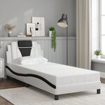 vidaXL Cadre de lit Viana avec LED sans matelas blanc et noir 90x200 cm