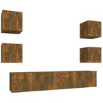 vidaXL Ensemble de meubles TV 6 Pièces Chêne fumé Bois d'ingénierie