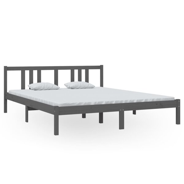 vidaXL Cadre de lit Gris Bois massif 160x200 cm