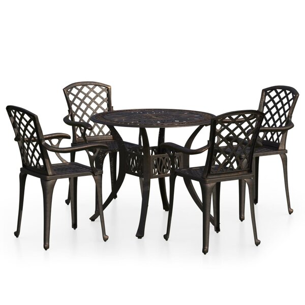 Ensemble de bistro jardin meuble extérieur terrasse 5 pièces aluminium coulé bronze 02_0013533