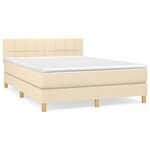 vidaXL Sommier à lattes de lit avec matelas Crème 140x200 cm Tissu