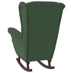 vidaXL Chaise à bascule avec pieds en bois et tabouret Vert foncé