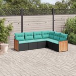 vidaXL Salon de jardin 6 Pièces avec coussins noir résine tressée