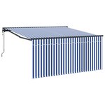 vidaXL Auvent Rétractable Rayé bleu et blanc 350 x 250 cm Tissu