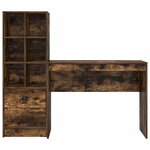 vidaXL Bureau avec tiroir avec étagère avec stockage 2 Pièces Chêne fumé