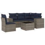 vidaXL Salon de jardin 6 Pièces avec coussins gris résine tressée