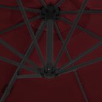 vidaXL Parasol de jardin en porte-à-faux mât en acier rouge bordeaux