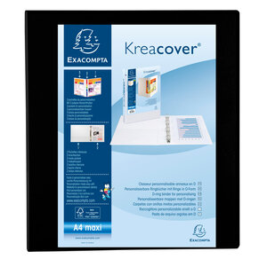 Classeur personnalisable Kreacover A4 Maxi 4 Ax Diam 40mm Dos 60 mm Noir EXACOMPTA