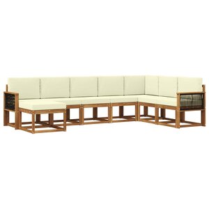 vidaXL Ensemble de canapés d'extérieur 8 Pièces Naturel et Crème
