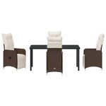 vidaXL Ensemble de salle à manger pour jardin 5 Pièces Marron Poly rotin