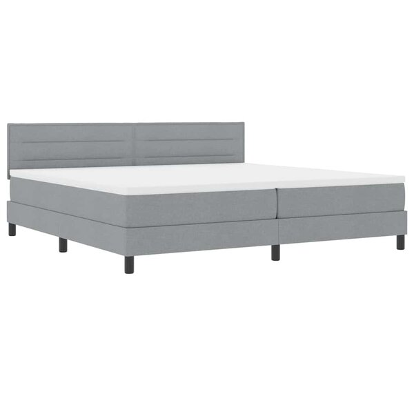 vidaXL Lit boxspring avec matelas Gris clair 200 x 200 cm tissu
