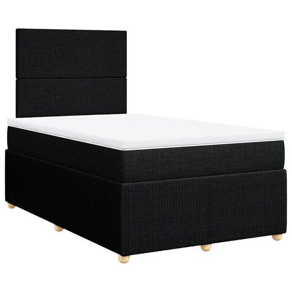 vidaXL Sommier à lattes de lit avec matelas noir 120x190 cm tissu