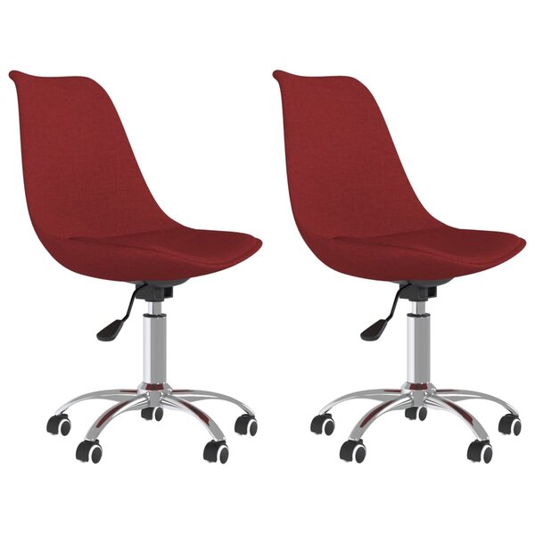 vidaXL Chaises pivotantes à manger lot de 2 Rouge bordeaux Tissu