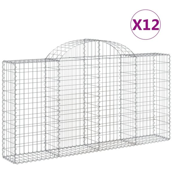 vidaXL Paniers à gabions arqués 12 Pièces 200x30x100/120 cm Fer galvanisé
