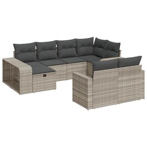 vidaXL Salon de jardin avec coussins 10 Pièces gris clair résine tressée