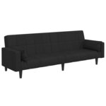 vidaXL Canapé-lit à 2 places avec repose-pied noir tissu