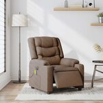 vidaXL Fauteuil inclinable de massage électrique marron tissu