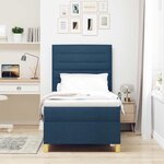 vidaXL Lit à ressort LED avec matelas Bleu 90 x 190 cm tissu