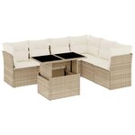 vidaXL Salon de jardin avec coussins 7 Pièces beige résine tressée