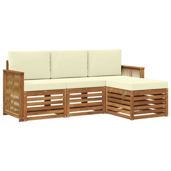 vidaXL Ensemble de canapés d'extérieur 4 pc Naturel et Crème