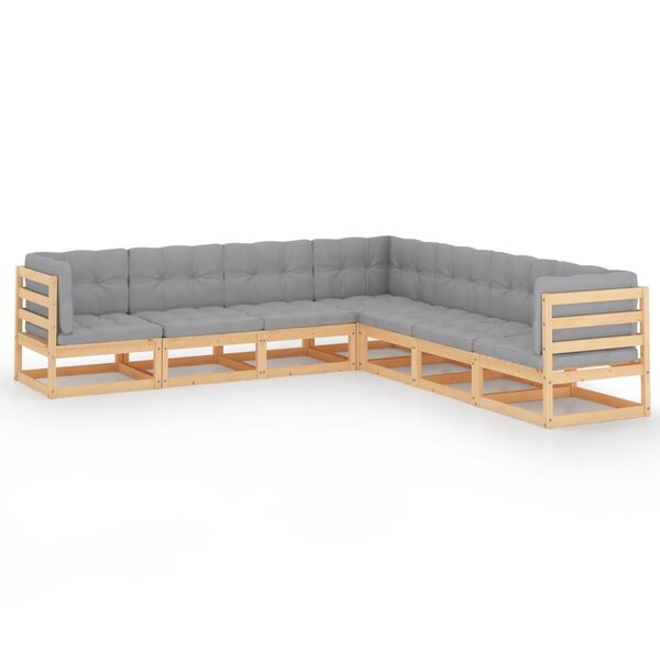 vidaXL Salon de jardin 7 Pièces avec coussins Bois de pin massif