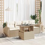 vidaXL Salon de jardin avec coussins 5 Pièces beige résine tressée