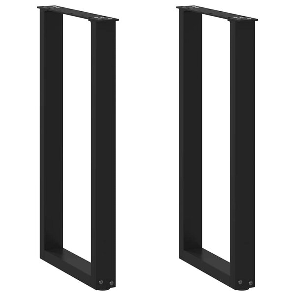 vidaXL Pieds de table console en U  2 pièces  noir  28 x (72-73) cm  acier