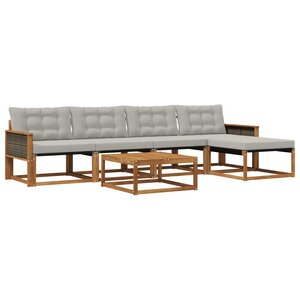 vidaXL Ensemble de canapés d'extérieur 6 Pièces Naturel et gris clair