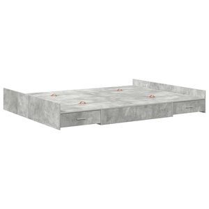 vidaXL Cadre de lit avec rangement avec tiroir Gris béton 160 x 200 cm