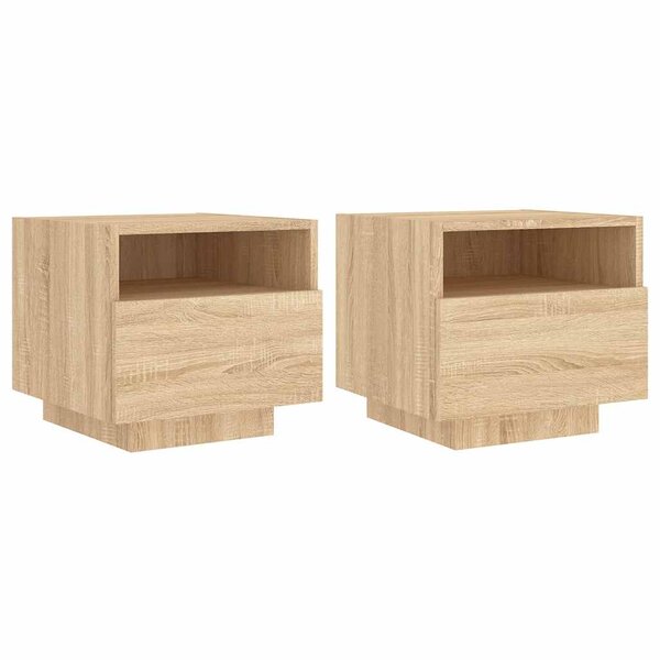 vidaXL Armoires de chevet avec lumières LED 2 Pièces chêne sonoma