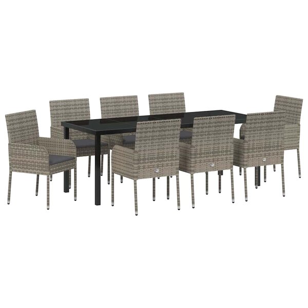 vidaXL Ensemble de salle à manger pour jardin 9 pc Gris polyrotin
