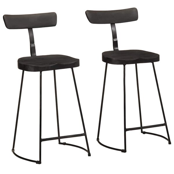 vidaXL Tabourets de bar lot de 2 noir 49x43x88 cm bois manguier massif