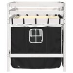 vidaXL Lit mezzanine enfants et rideaux blanc/noir 90x190cm pin massif