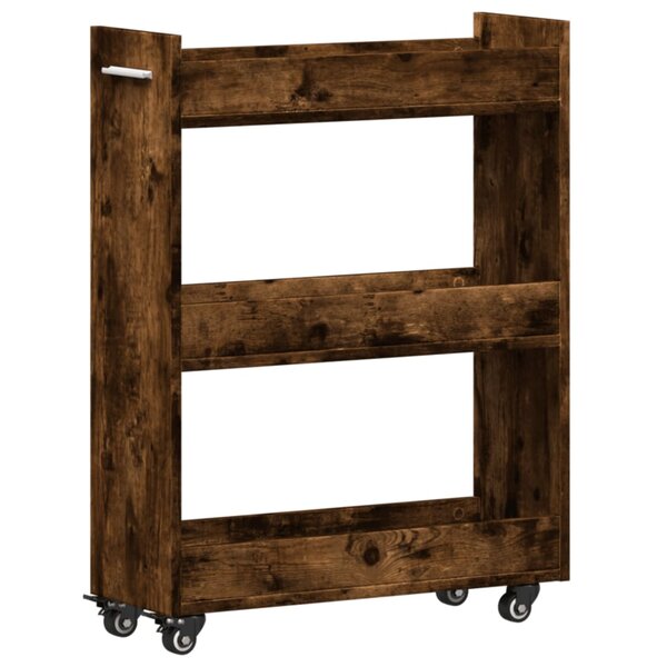 vidaXL Armoire avec roues chêne fumé 60x22x79 cm bois d'ingénierie