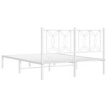 vidaXL Cadre de lit métal sans matelas et tête de lit blanc 135x190 cm