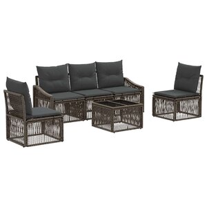 vidaXL Ensemble de canapé de jardin 6 Pièces Gris polyrotin