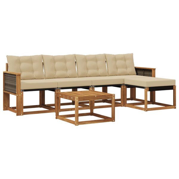 vidaXL Ensemble de canapés d'extérieur 6 pc Naturel et Beige