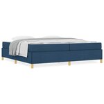 vidaXL Lit à ressorts Bleu et Bleu Foncé et Blanc 200 x 200 cm tissu