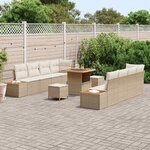 vidaXL Ensemble de canapé de jardin 11 Pièces Beige Poly rotin