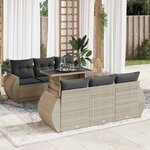 vidaXL Salon de jardin avec coussins 7 Pièces gris clair résine tressée