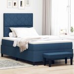 vidaXL Lit avec sommier et banc bleu 120x200 cm en tissu