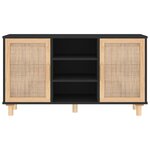 vidaXL Buffet Noir 105x30x60 cm Bois de pin massif et rotin naturel